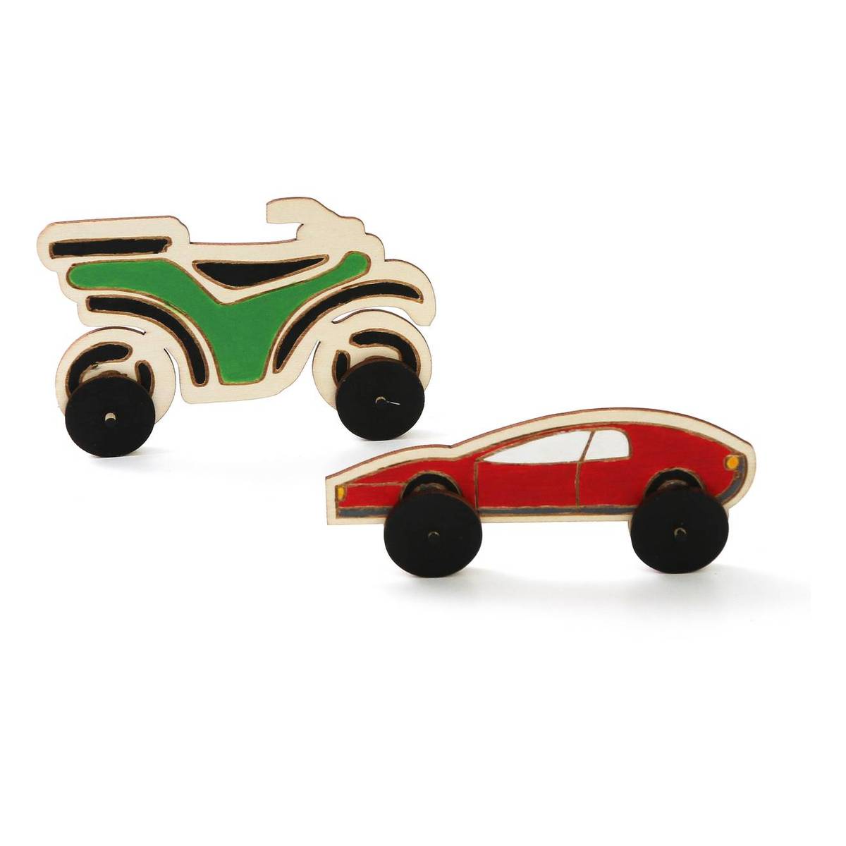 Childrens Wooden Car & Motorbike